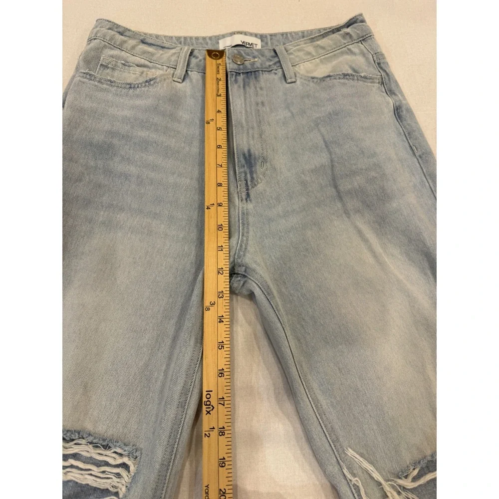 VERVE HIGH WAIST DISTRESSED WIDE LEG JEANS LIGHT‎ WASH DENIM SIZE 29